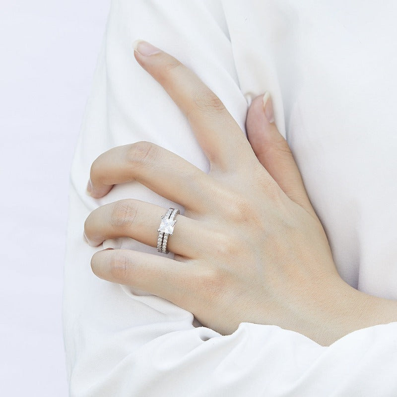 S925 Sterling Silver 2 Pieces Ring set