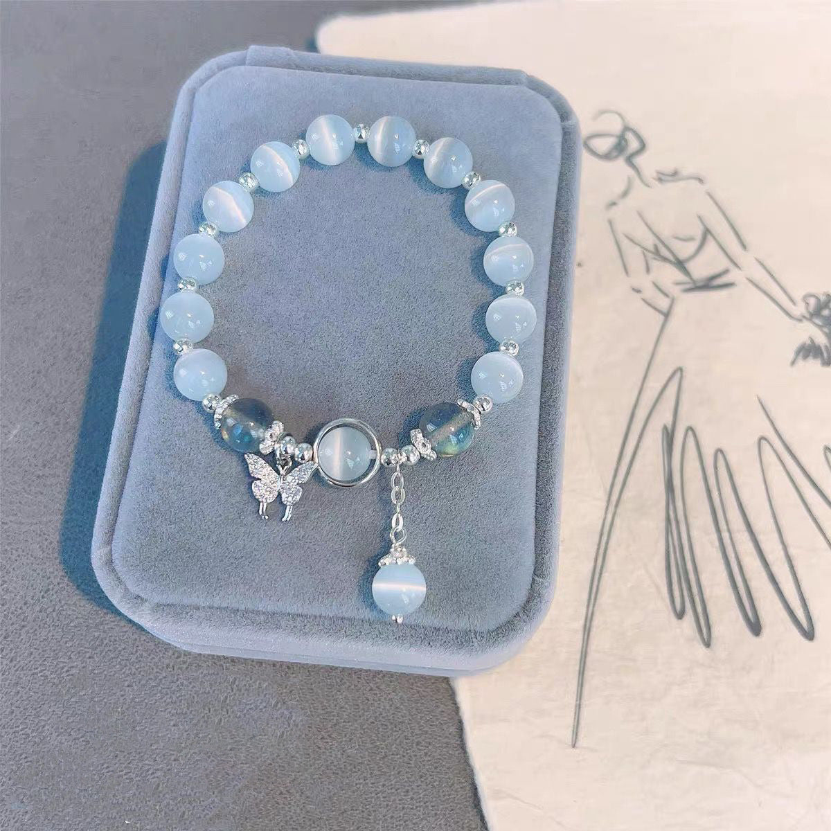 Gray Moonlight Butterfly Bracelet