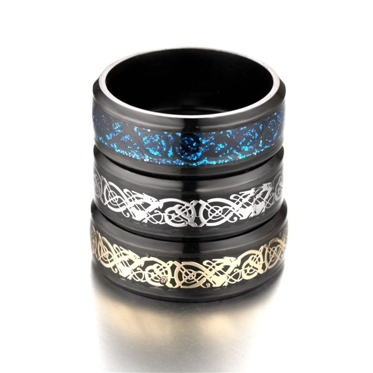 Dragon Pattern Men's Stainless Steel Ring - Kaldas Online Shopping