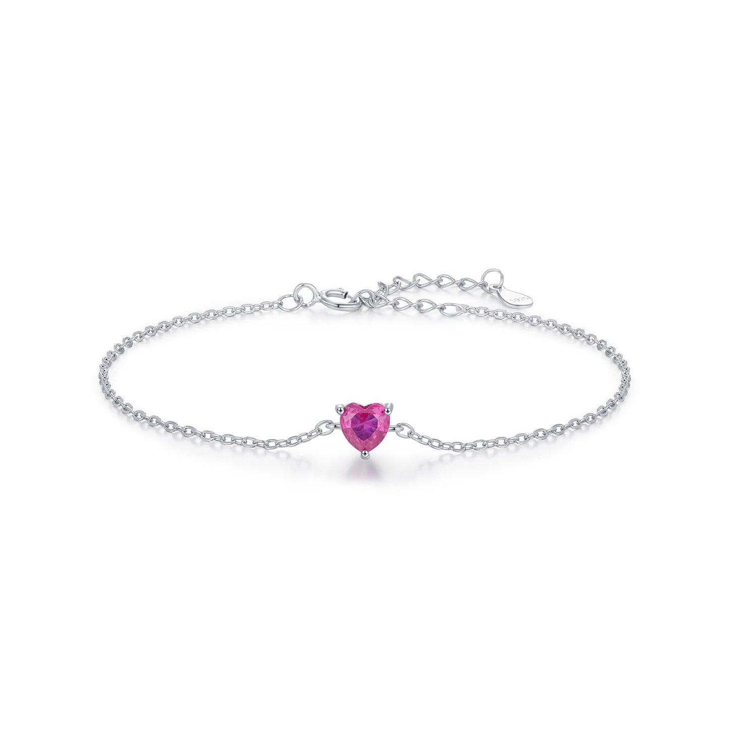 S925 Sterling Silver Love Ruby Bracelet