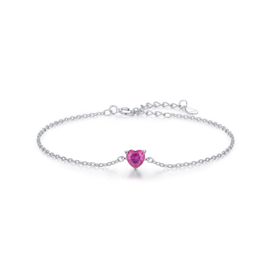 S925 Sterling Silver Love Ruby Bracelet