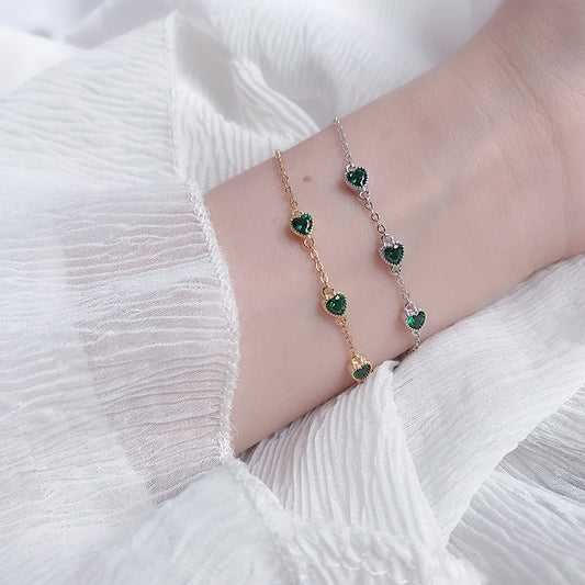 S925 Sterling Silver Retro Emerald Bracelet