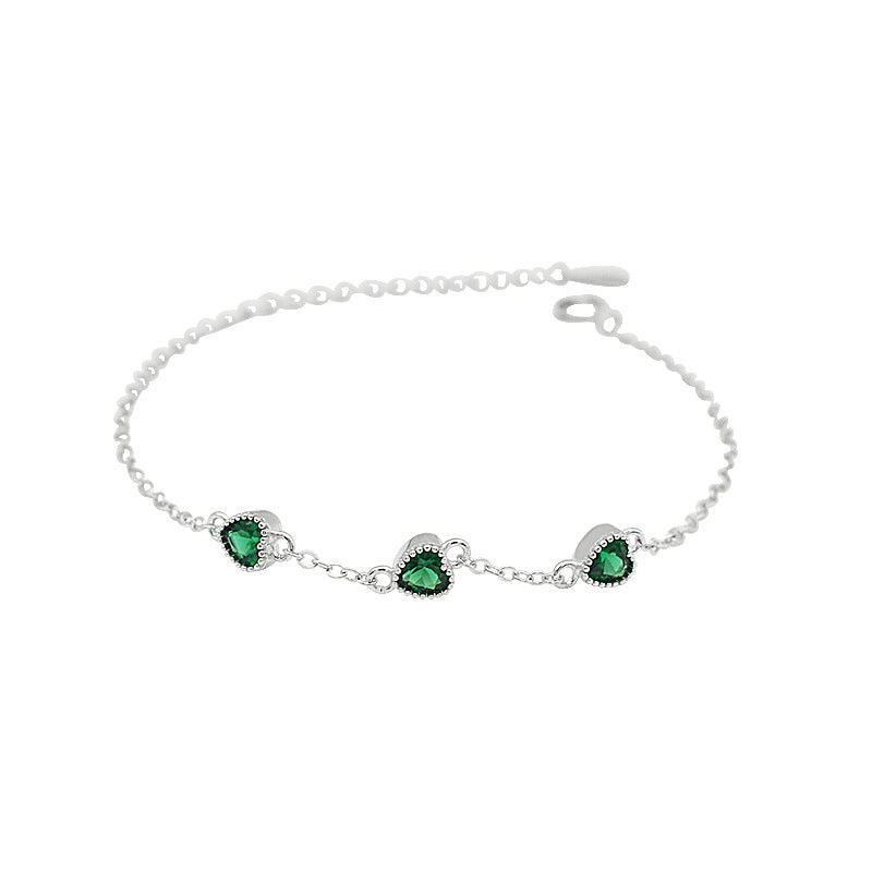 S925 Sterling Silver Retro Emerald Bracelet