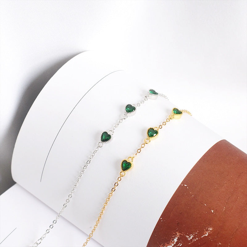 S925 Sterling Silver Retro Emerald Bracelet
