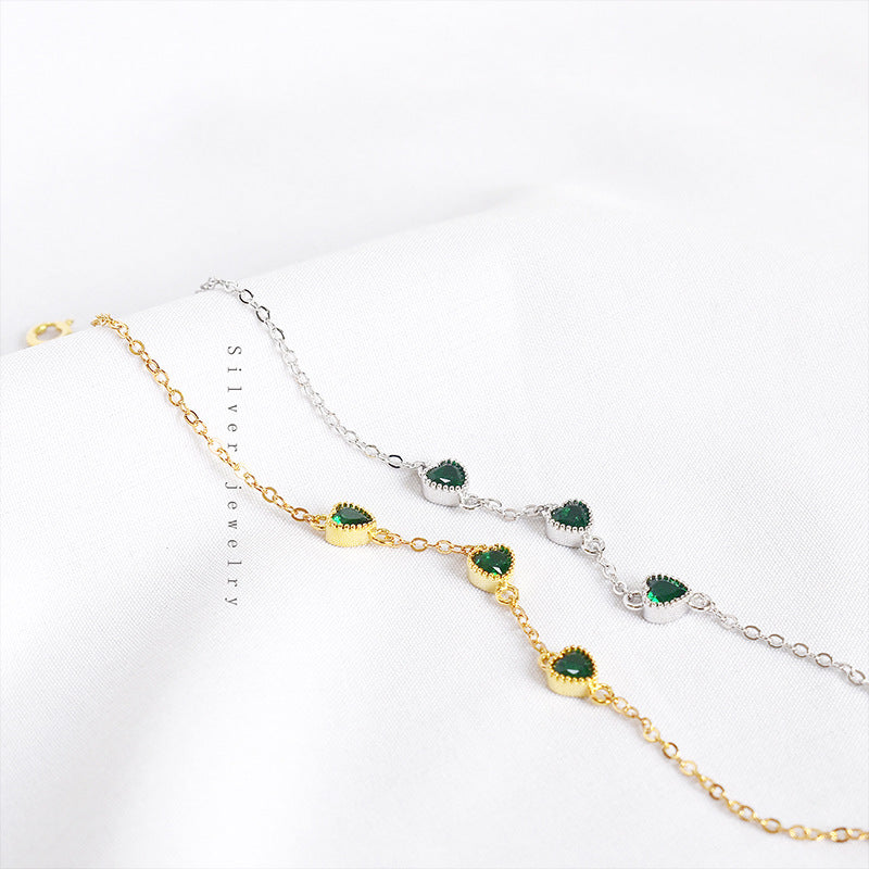 S925 Sterling Silver Retro Emerald Bracelet