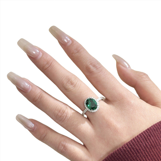 S925 Sterling Silver Oval Diamond Ring