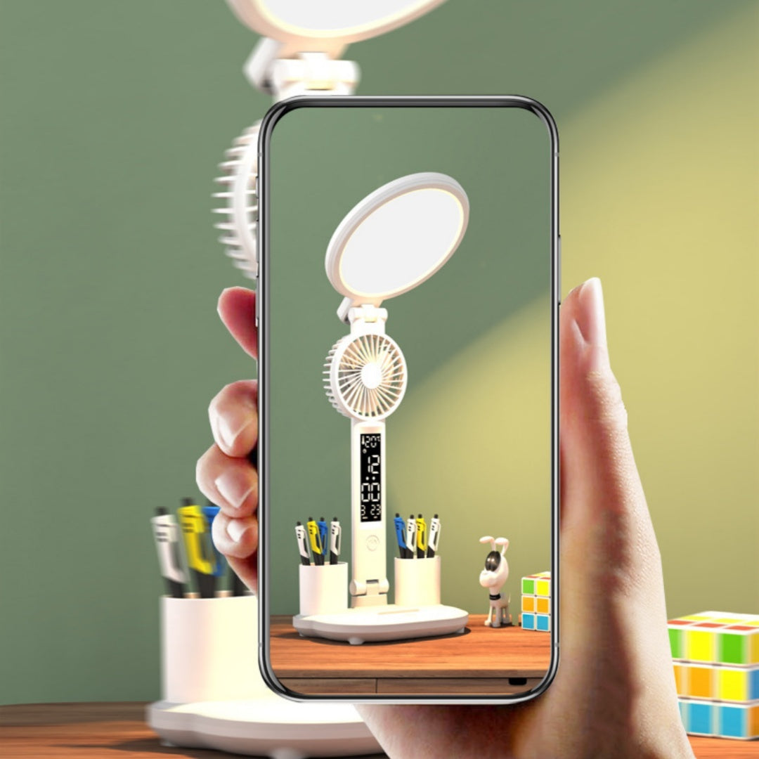 Foldable LED Desk Lamp with Dimmable LED Fan Light