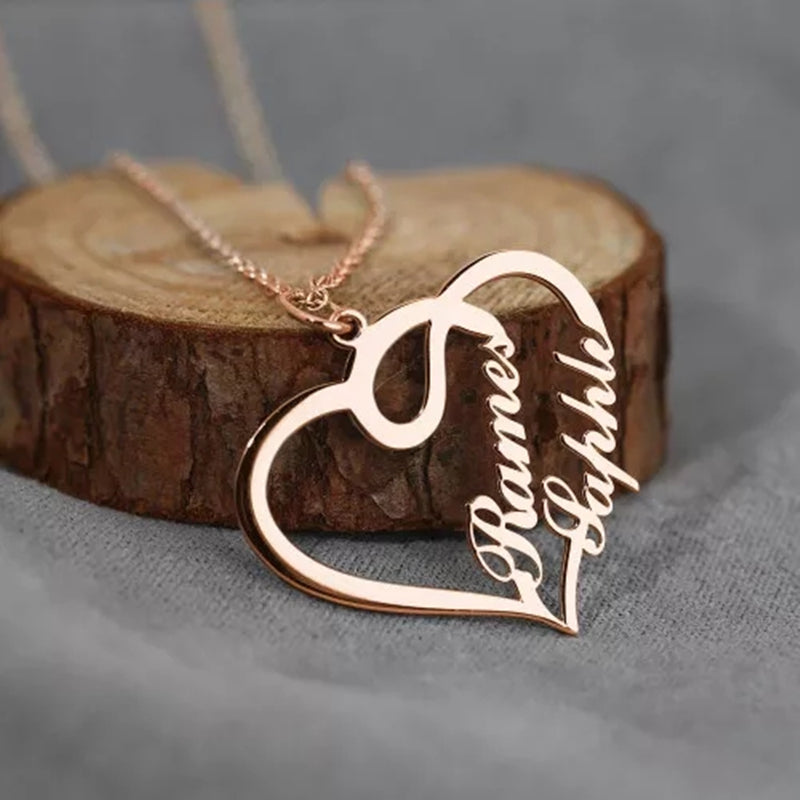 Personalized Double Heart Women Necklace - Kaldas Online Shopping