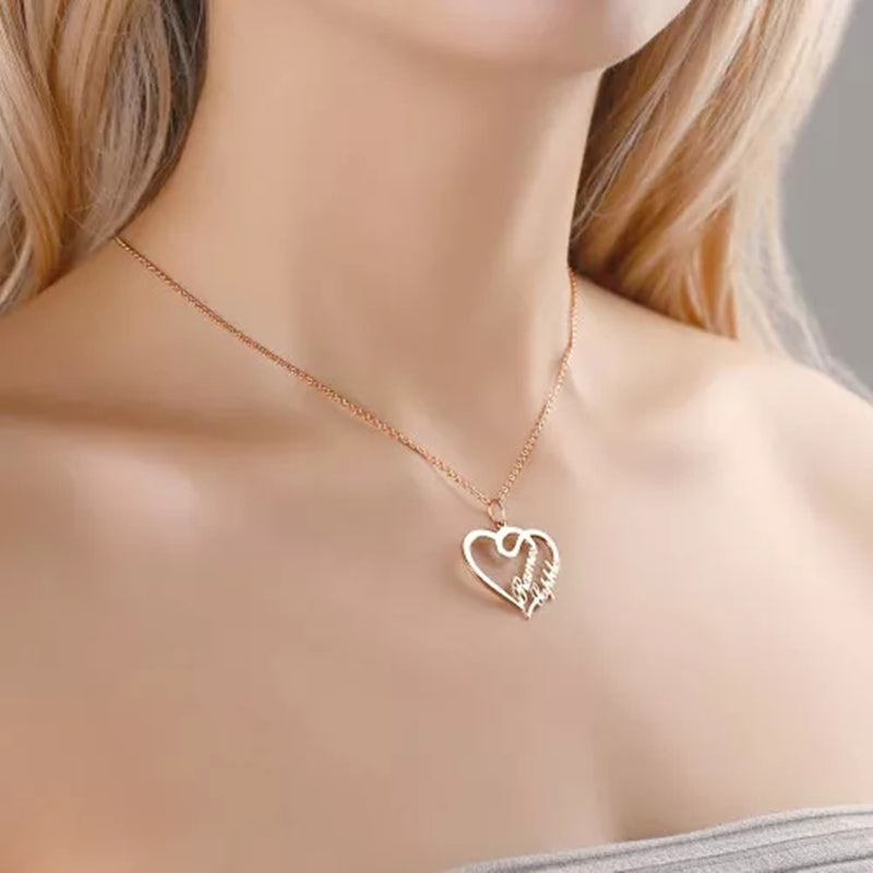 Personalized Double Heart Women Necklace - Kaldas Online Shopping