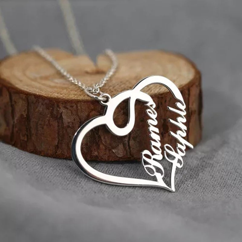 Personalized Double Heart Women Necklace - Kaldas Online Shopping