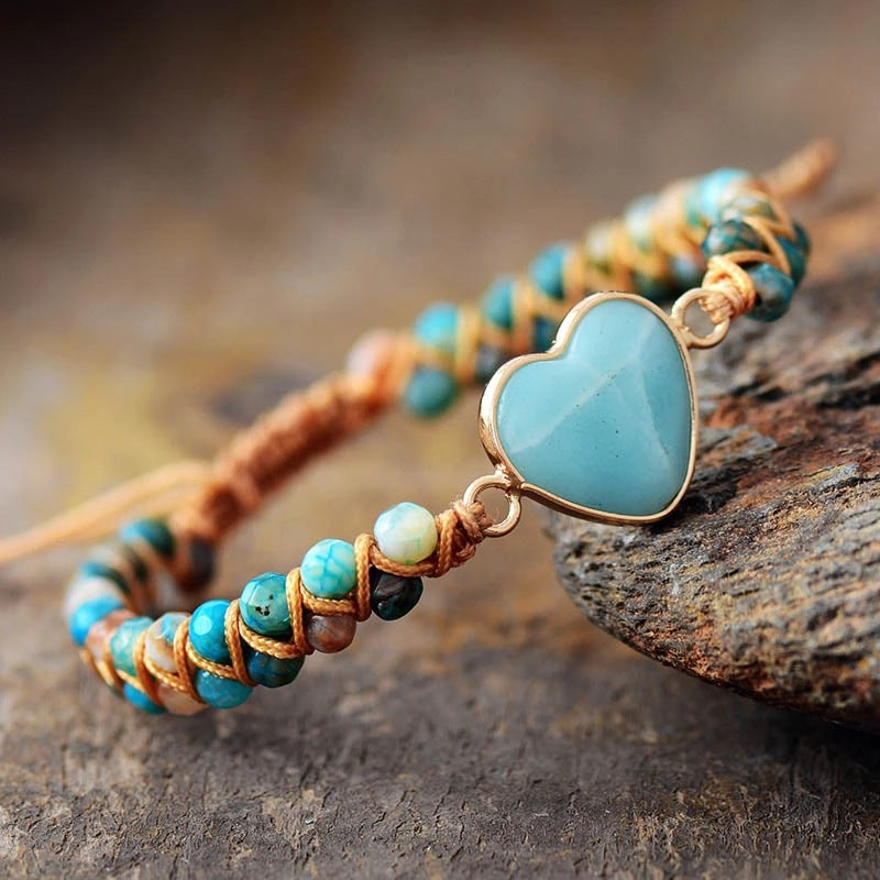 Blue Stone Heart-Shaped Bracelet - Kaldas Online Shopping