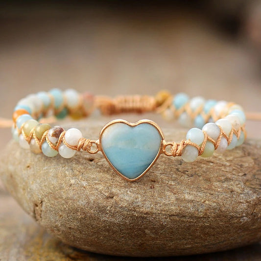 Blue Stone Heart-Shaped Bracelet - Kaldas Online Shopping