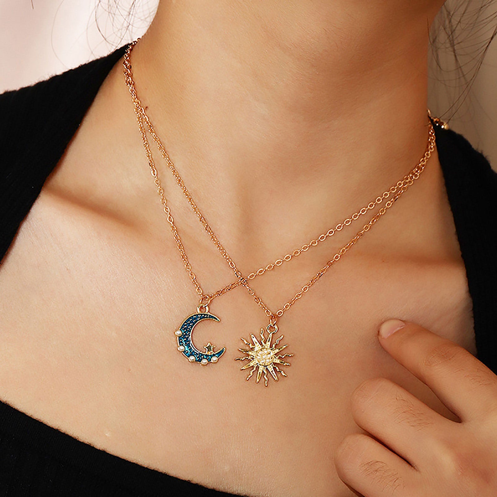 Sun Moon Necklace - Kaldas Online Shopping
