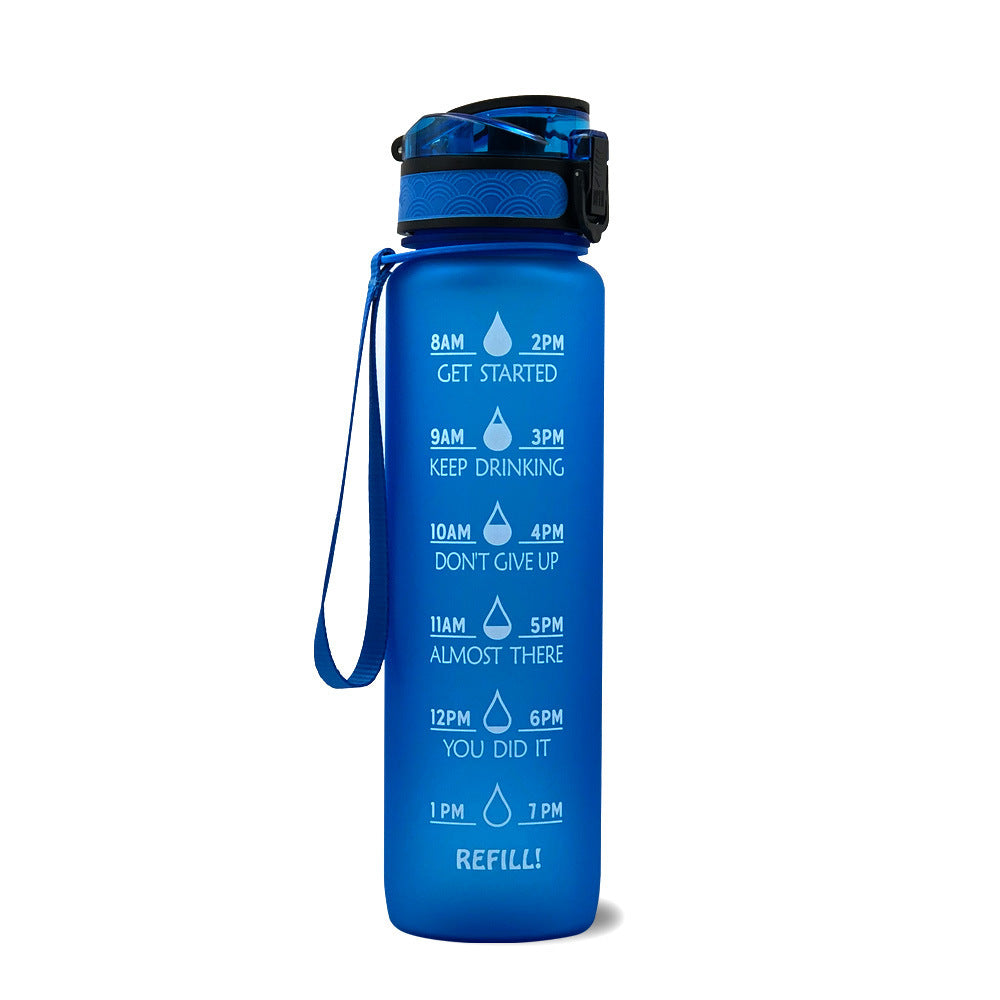 1L Tritan Water Bottle with Time Marker and Bounce Cover: Leakproof Sports Fitness Companion