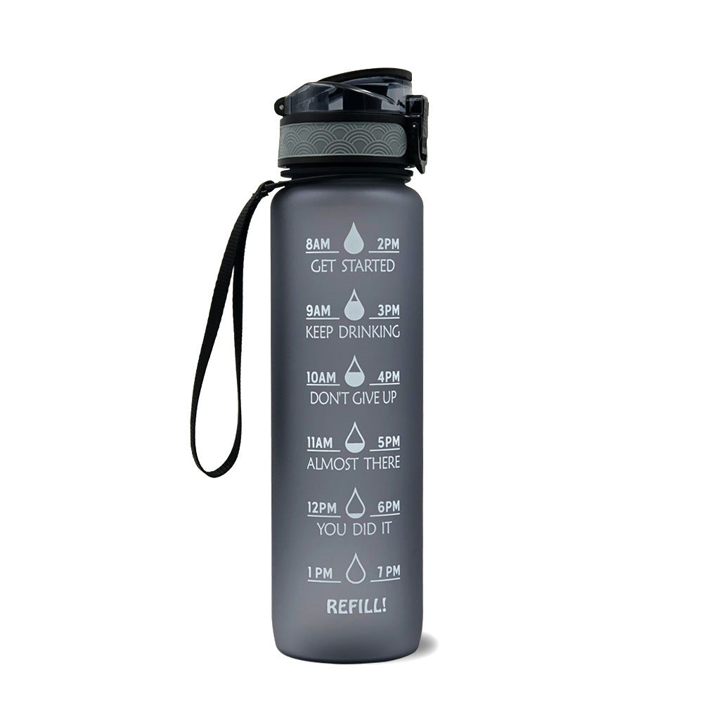 1L Tritan Water Bottle with Time Marker and Bounce Cover: Leakproof Sports Fitness Companion