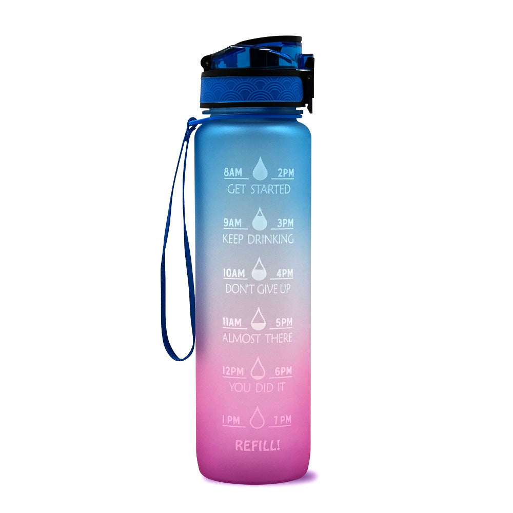 1L Tritan Water Bottle with Time Marker and Bounce Cover: Leakproof Sports Fitness Companion