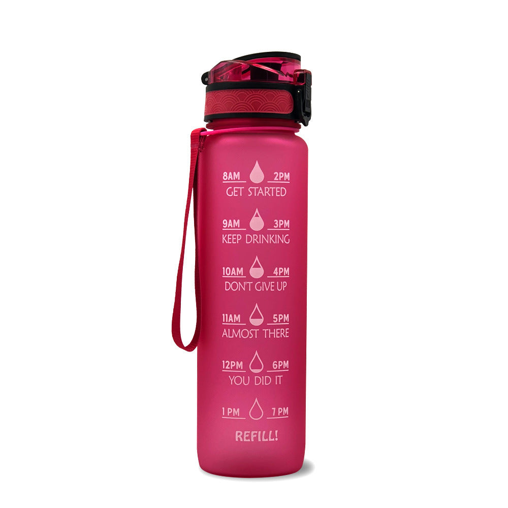 1L Tritan Water Bottle with Time Marker and Bounce Cover: Leakproof Sports Fitness Companion
