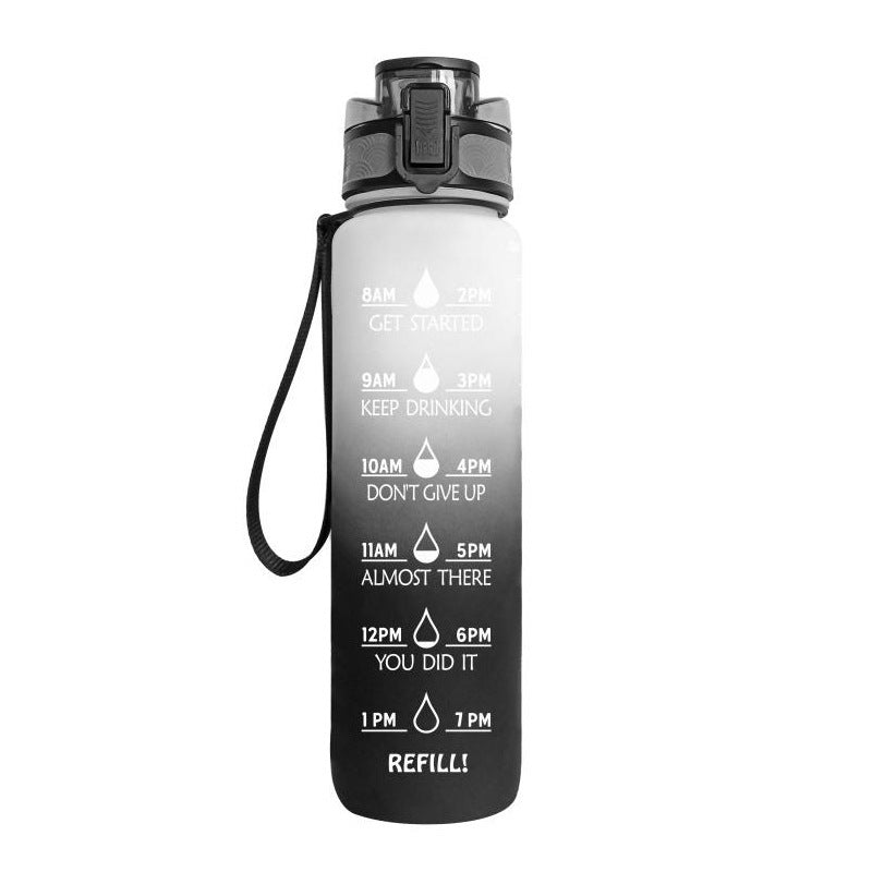1L Tritan Water Bottle with Time Marker and Bounce Cover: Leakproof Sports Fitness Companion