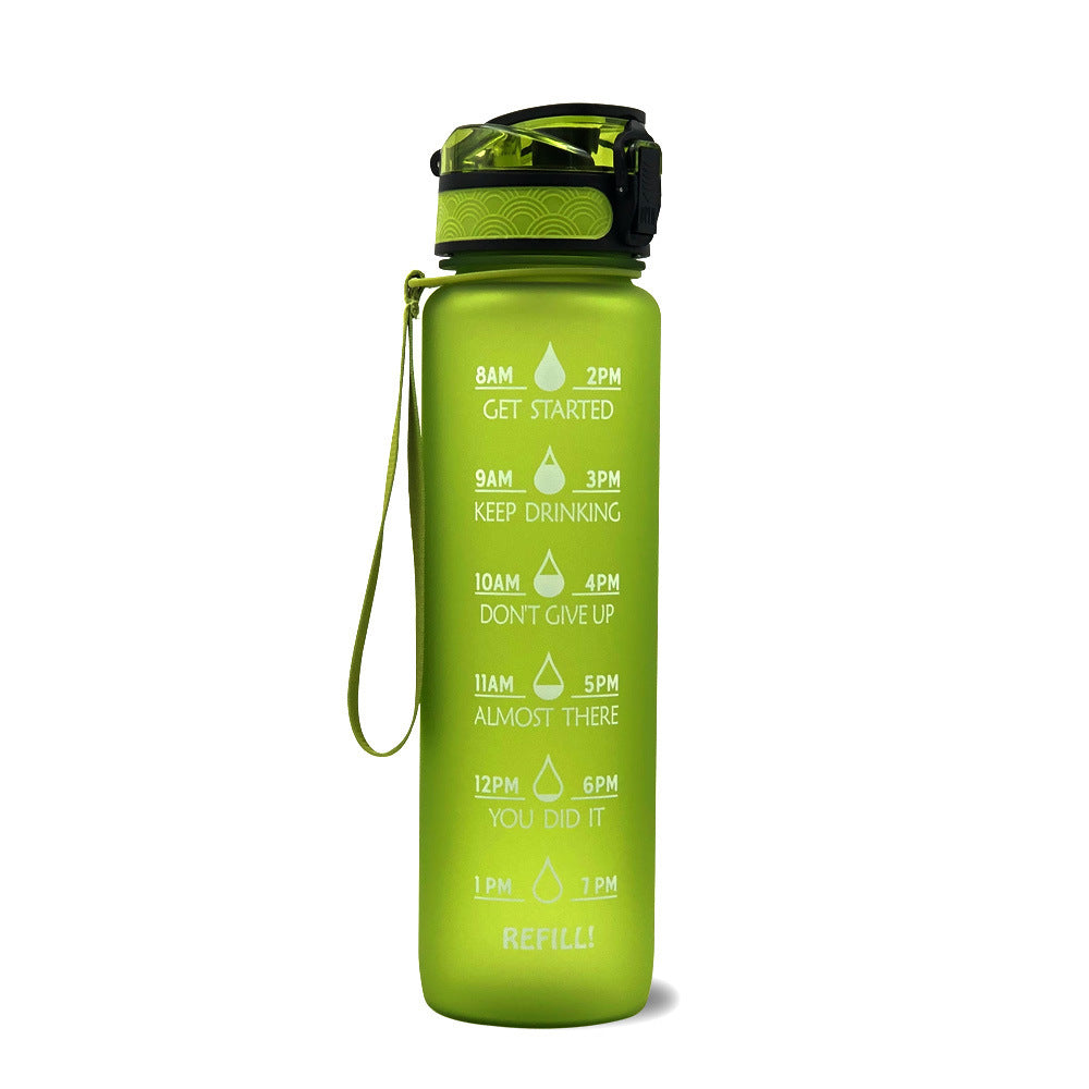 1L Tritan Water Bottle with Time Marker and Bounce Cover: Leakproof Sports Fitness Companion