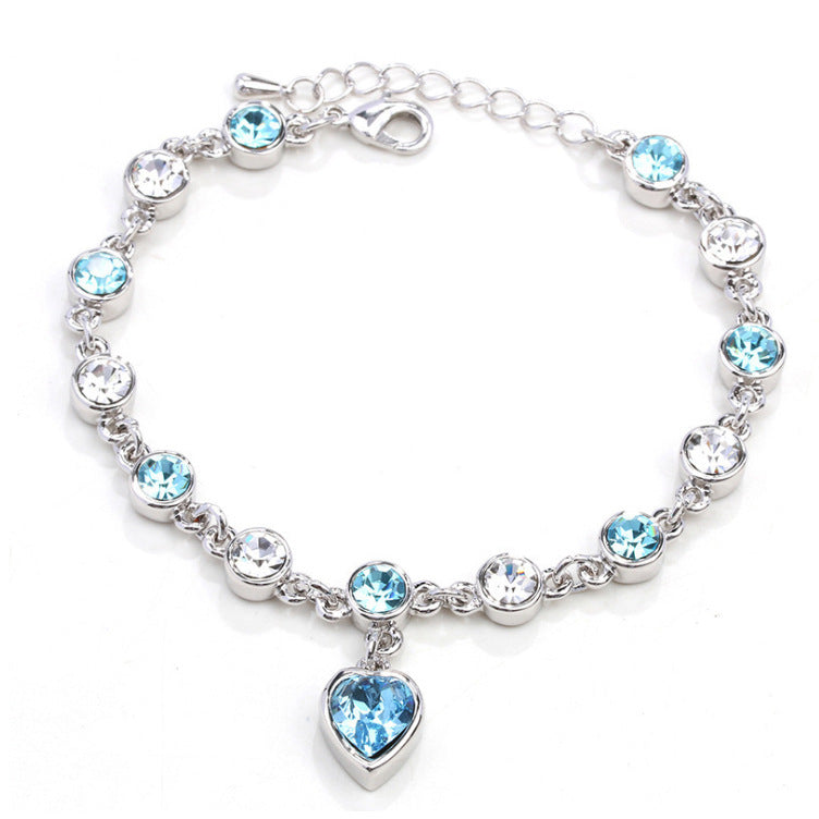 Alloy Peach Heart Crystal Bracelet