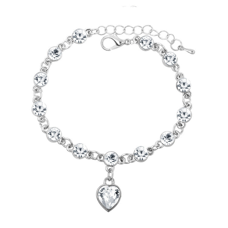 Alloy Peach Heart Crystal Bracelet
