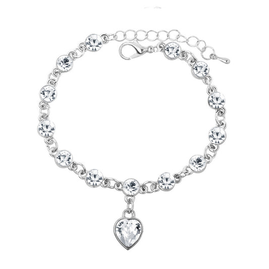 Alloy Peach Heart Crystal Bracelet