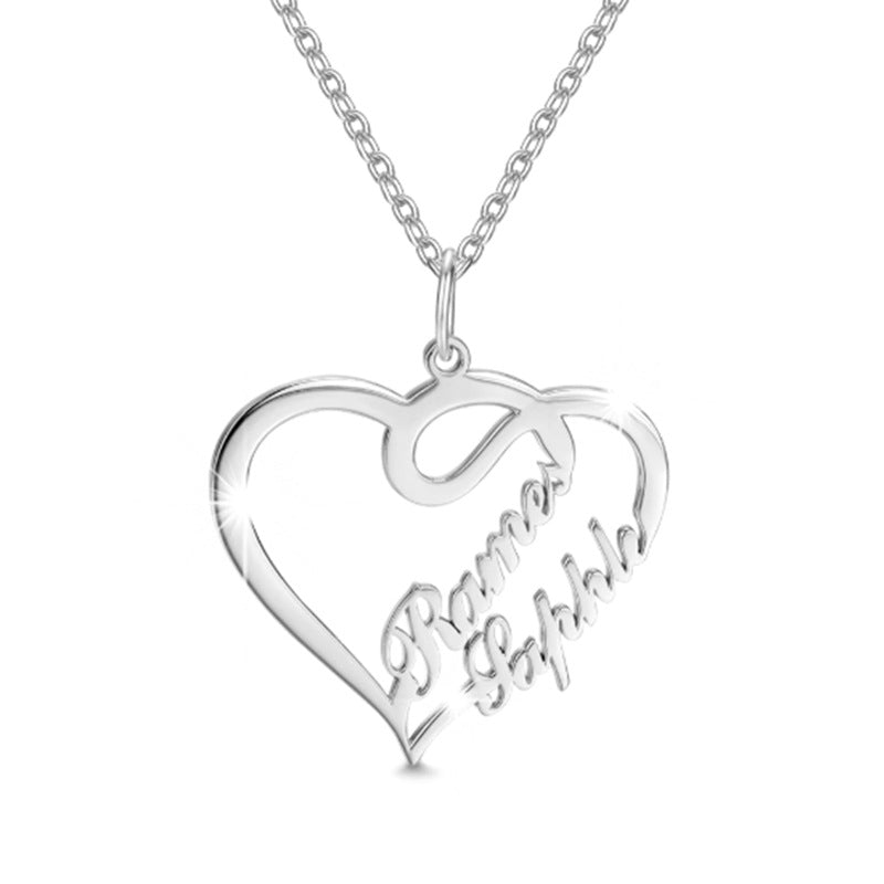 Double Heart Personalized Necklace - Kaldas Online Shopping