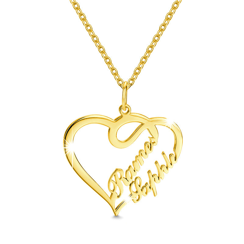 Double Heart Personalized Necklace - Kaldas Online Shopping