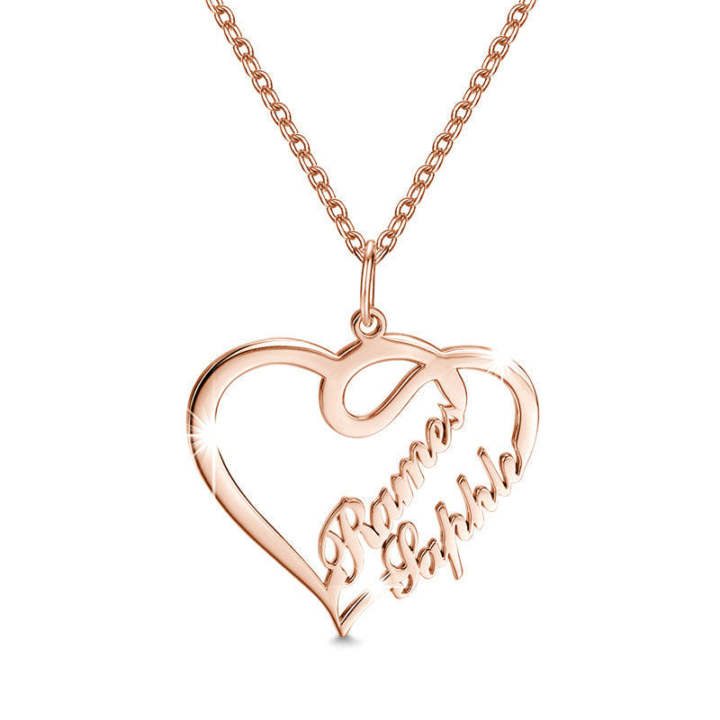 Double Heart Personalized Necklace - Kaldas Online Shopping
