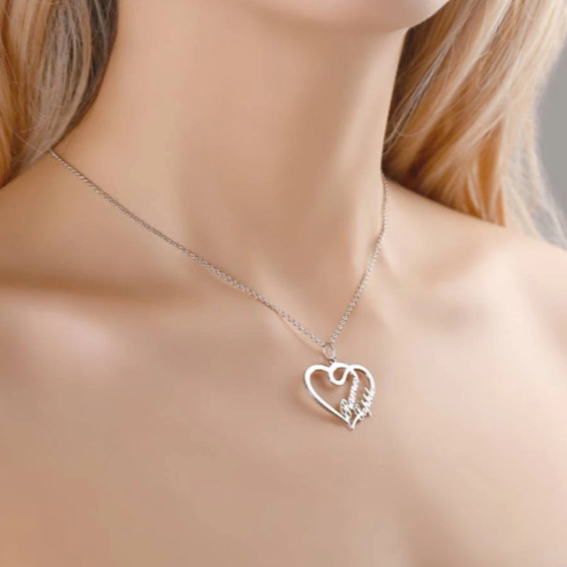 Double Heart Personalized Necklace - Kaldas Online Shopping