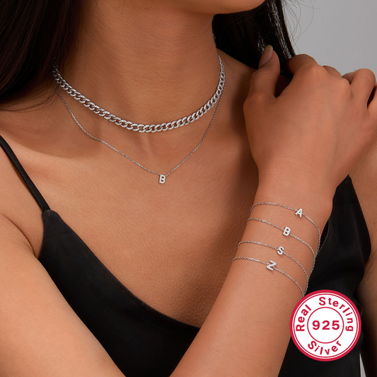 925 Silver Letters Bracelet