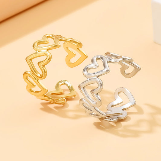 Stainless Steel Heart-shaped Ring - Kaldas Online Shopping