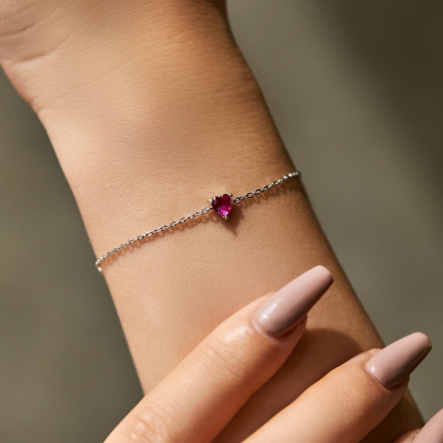 S925 Sterling Silver Love Ruby Bracelet