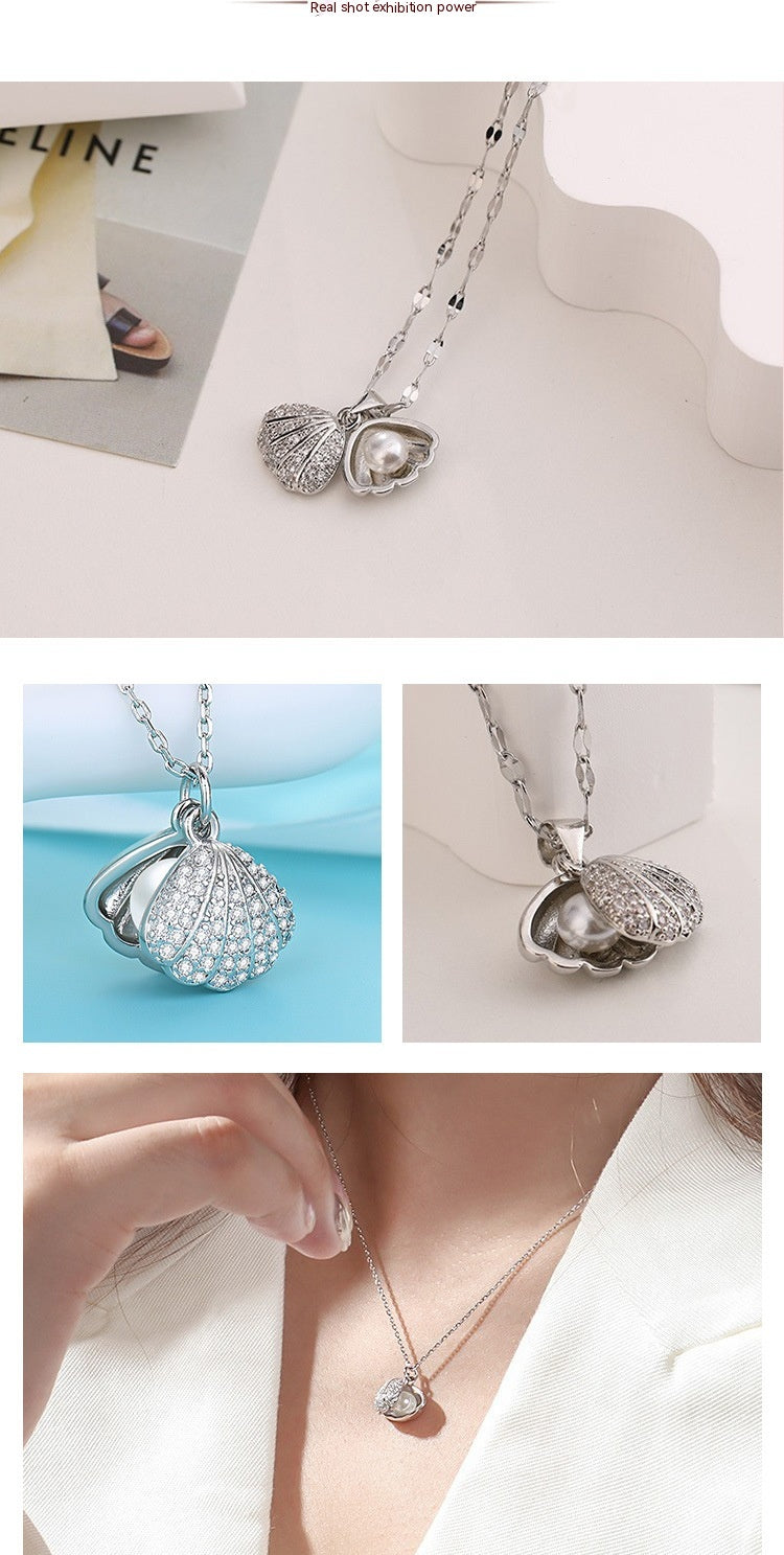 Shell Pearl Rhinestones Necklace - Kaldas Online Shopping