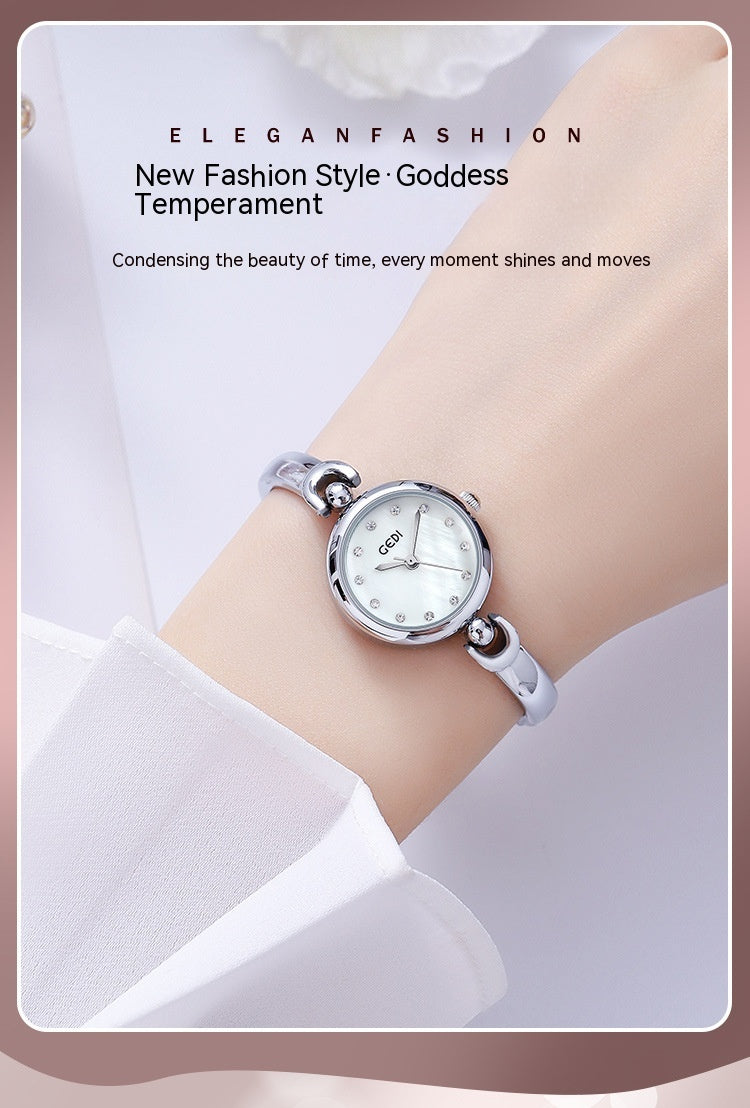 Exquisite Round Dial Bangle Quartz Watch