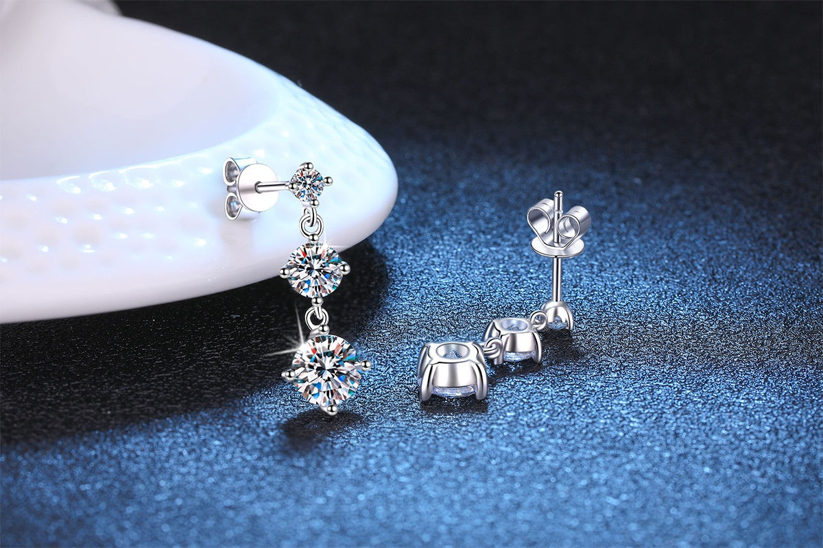 S925 Sterling Silver Moissanite Tassel Earrings