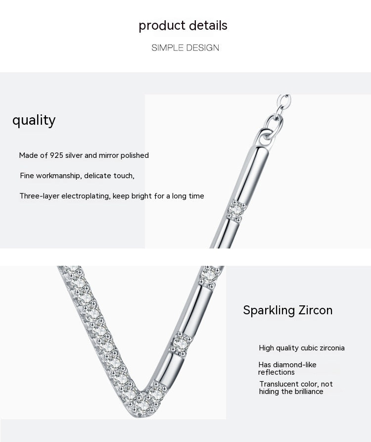 S925 Sterling Silver V-shaped Necklace