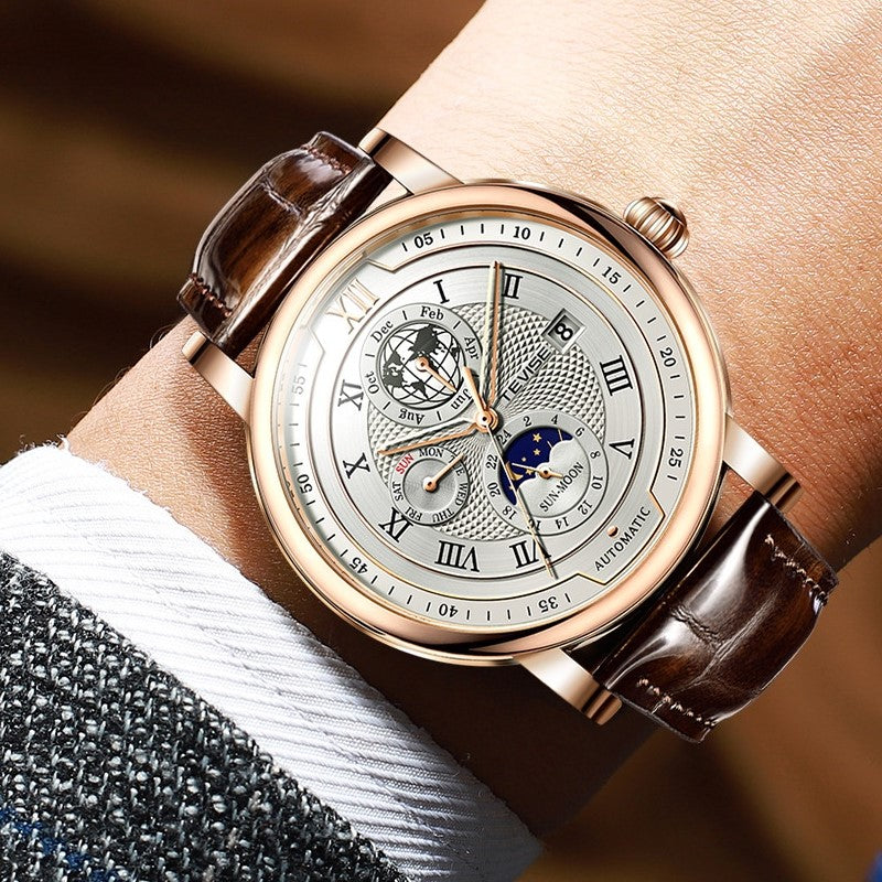Men's Waterproof Moon Phase Automatic Mechanical Watch