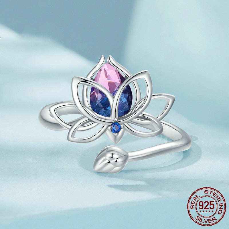 S925 Sterling Silver Lotus Ring