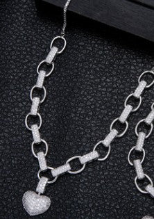 Micro Inlaid Heart-Shaped Necklace - Bracelet Set - Kaldas Online Shopping