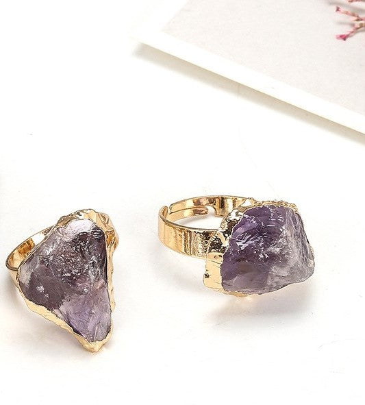 Natural Crystal Plating Rough Stone Ring - Kaldas Online Shopping