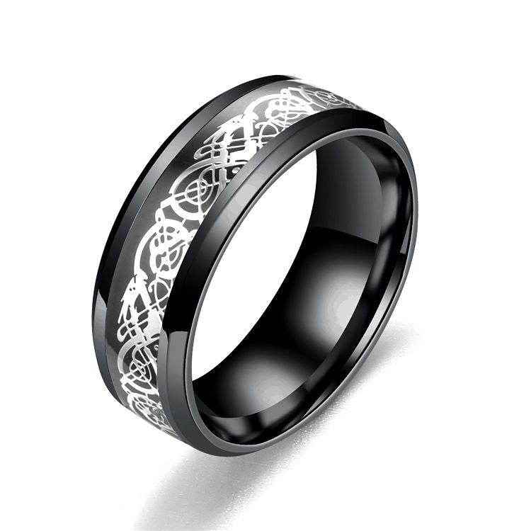 Dragon Pattern Men's Stainless Steel Ring - Kaldas Online Shopping