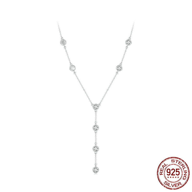 S925 Sliver Heart-shaped Tassel Necklace