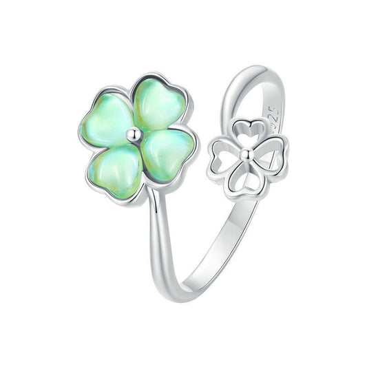Lucky Four-Leaf Clover Ring Sterling Silver
