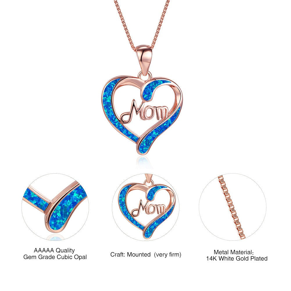 Love-shaped MOM Letter Necklace - Kaldas Online Shopping