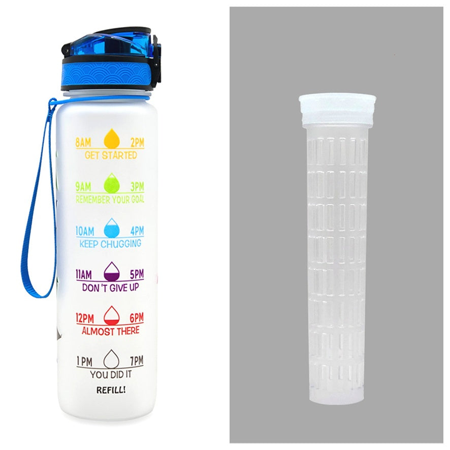 1L Tritan Water Bottle with Time Marker and Bounce Cover: Leakproof Sports Fitness Companion