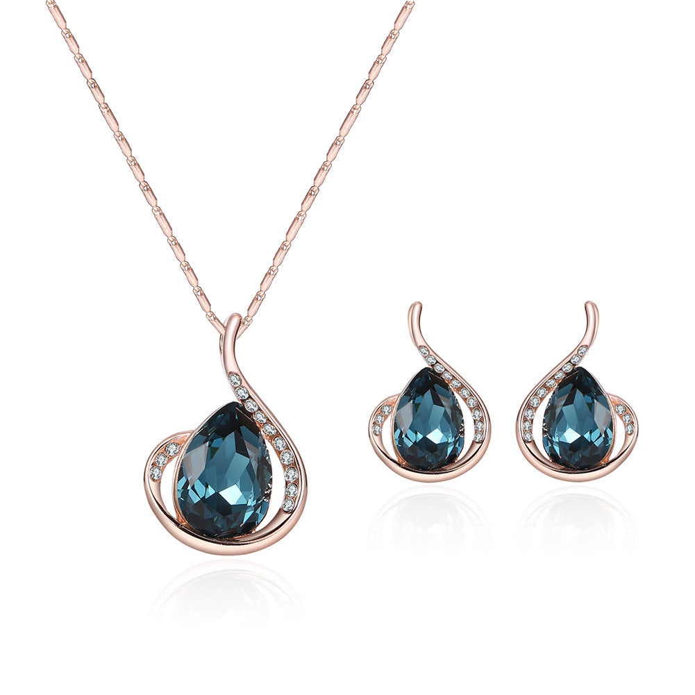 Crystal Necklace And Earrings Two-piece  Jewelry Set - Kaldas Online Shopping