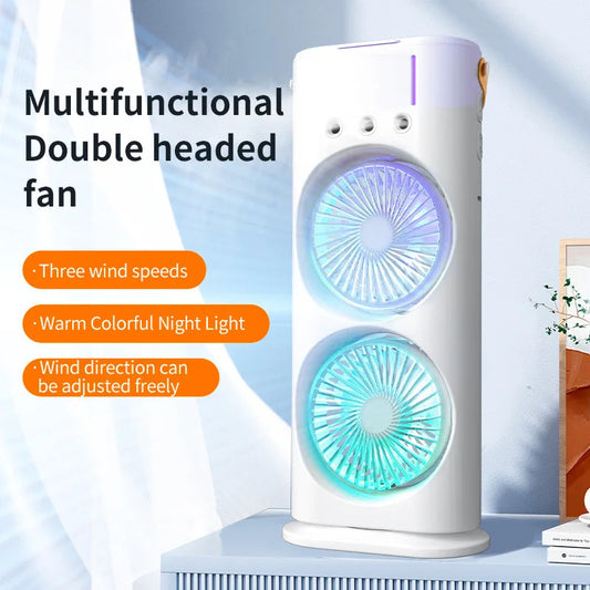 Double-Ended Portable Spray Fan & Humidifier: Compact Air Cooler & Conditioner