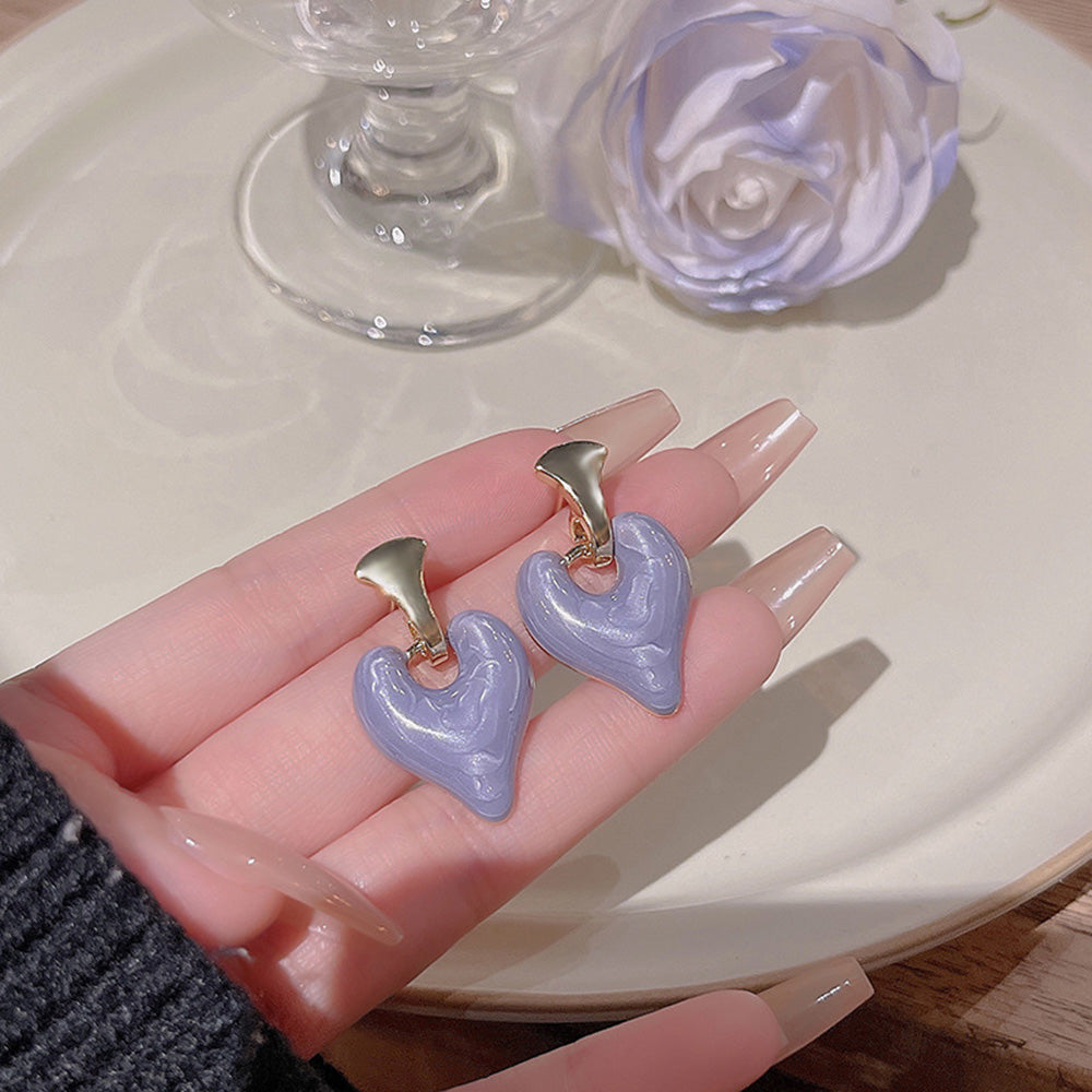 Enamel Heart Dangle Earrings