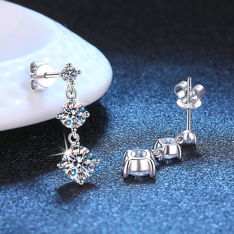 S925 Sterling Silver Moissanite Tassel Earrings